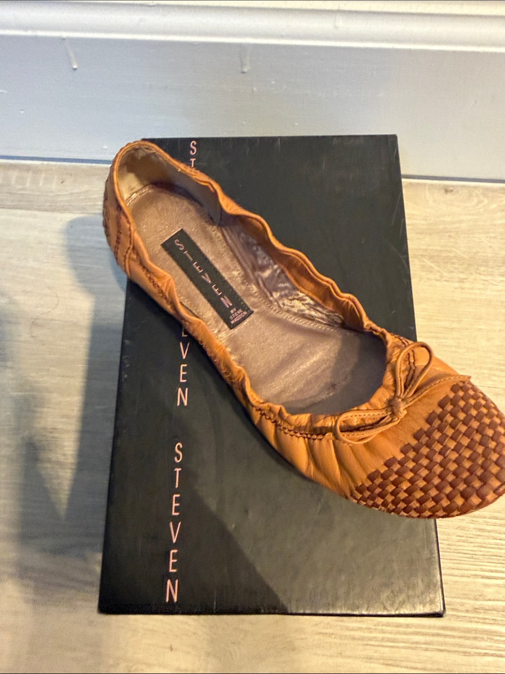 Steven By Steve Madden Tan Woven Toe Ballet Flat